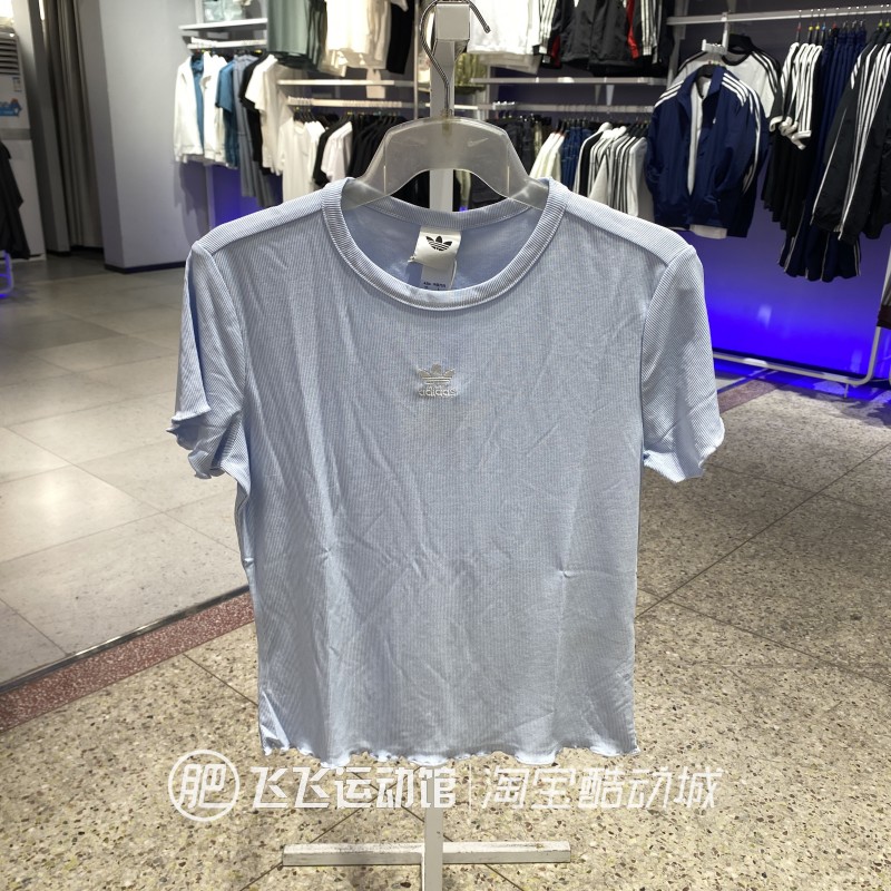 阿迪达斯三叶草花边女短袖T恤