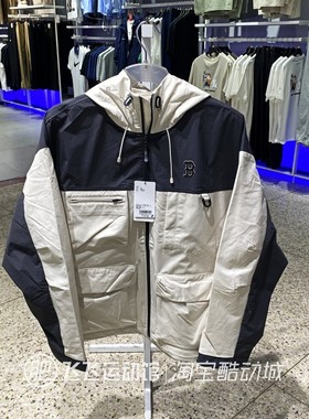 正品新款MLB防风户外撞色拼接男女梭织连帽运动休闲夹克外套AWJB