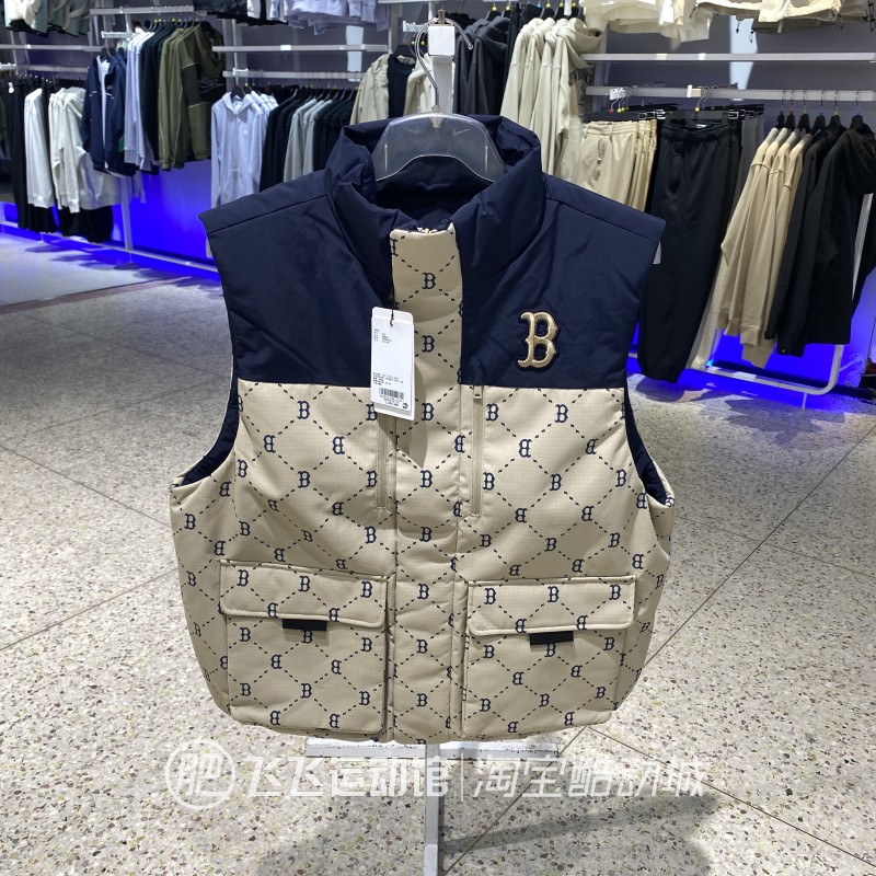 MLB运动休闲羽绒马甲老花保暖