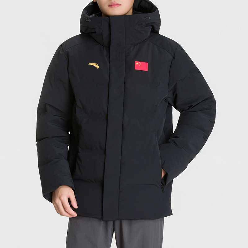 安踏国旗连帽保暖防风羽绒服