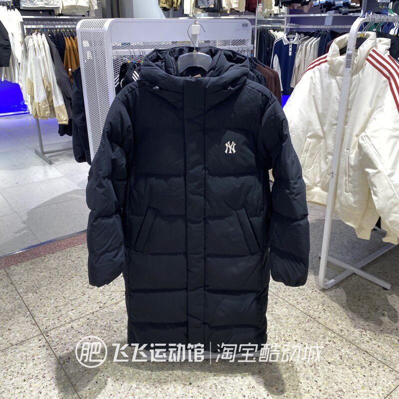 正品MLB连帽连帽长款羽绒服