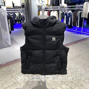 冬新款MLB拼接防风保暖刺绣LOGO男女款情侣运动休闲羽绒马甲
