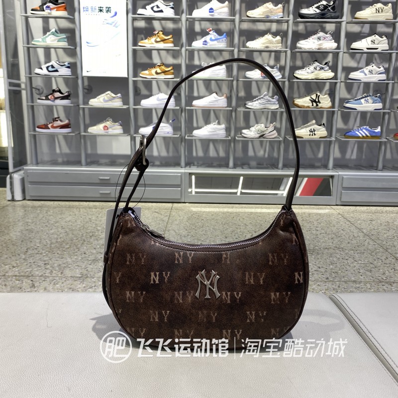 秋新款MLB老花满花LOGO潮流百搭休闲单肩挎包手拎包腋下包ABQMV