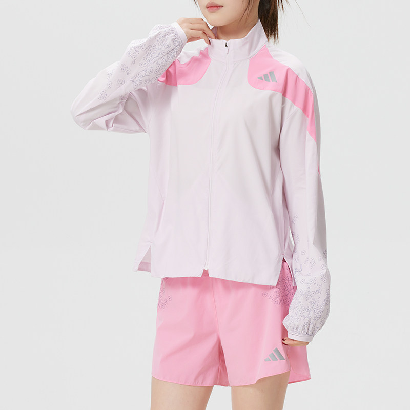 阿迪达斯女春季小立领梭织外套