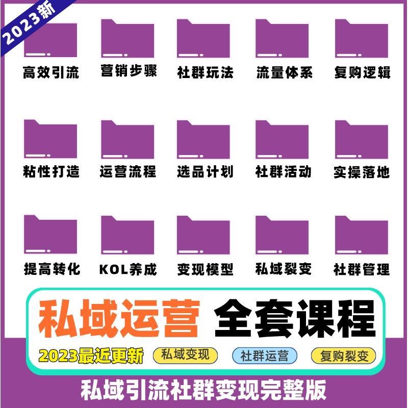 私域运营全套视频课程 个人企业社群营销矩阵裂变技巧IP变现教程