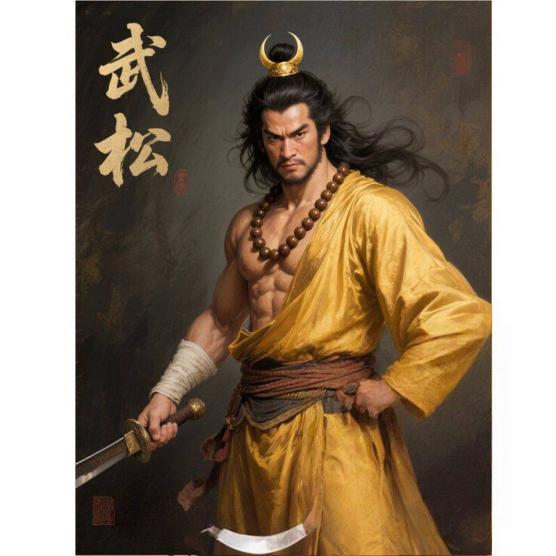 镇宅白虎化解风水武松画像贴画家用庭院护家打虎英雄自粘防水贴纸