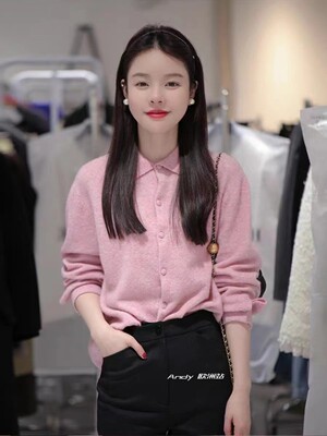 羊毛开衫POLO领开衫内搭外套