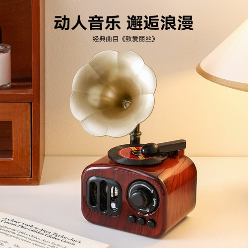 新款风复古怀旧留声机摆件音乐盒酒吧咖啡厅玄关桌面创意家居装饰