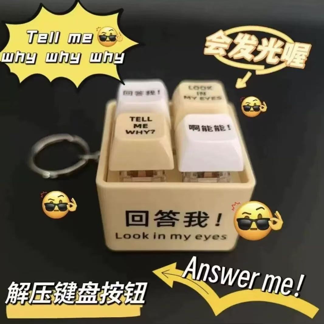 新款 回答我啊能能能语录发音发光钥匙扣解压按键玩具送朋友趣味