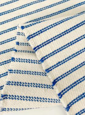 加厚蓝色条纹布  复古抱枕布 沙发盖布 抱枕布 涤棉手袋箱包面料