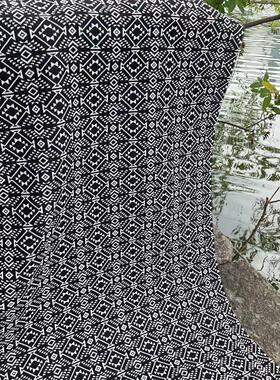 4件包邮 民族风布料 简约黑白色织布 服装箱包面料 抱枕装饰布