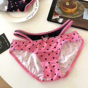 性感女生三角裤 ： 纯欲小爱心少女内裤 秘诀 柔软亲肤女士 开心