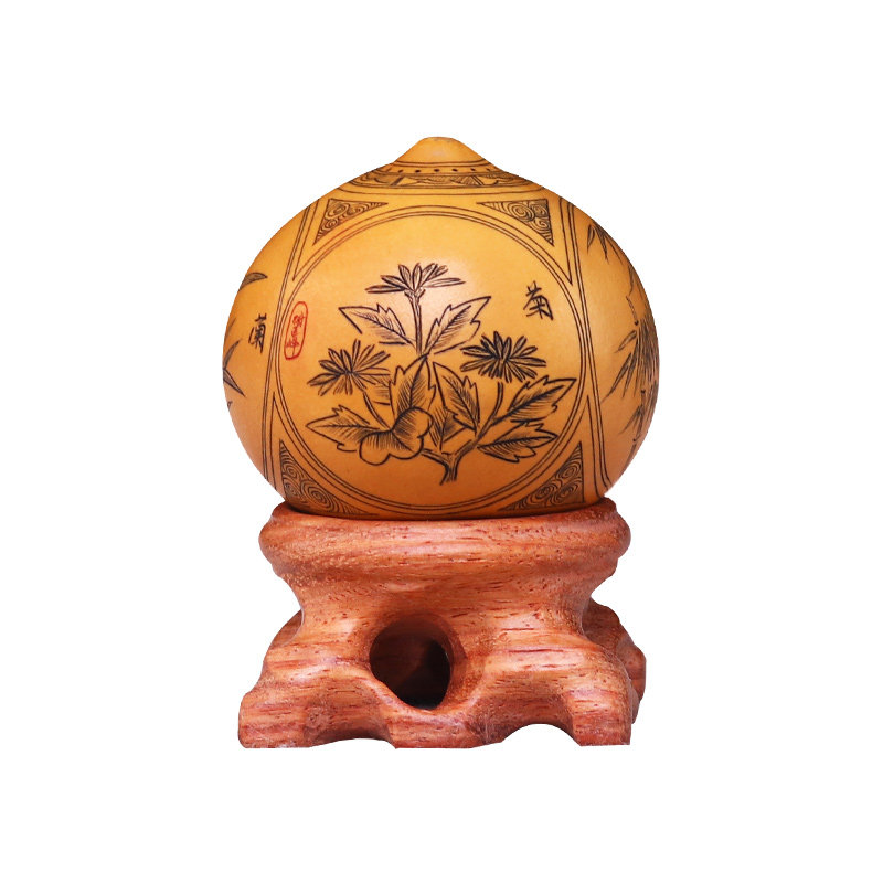 葫芦摆件文玩手把件鸡蛋针刺精品天然兰州手工雕刻烫烙画梅兰竹菊