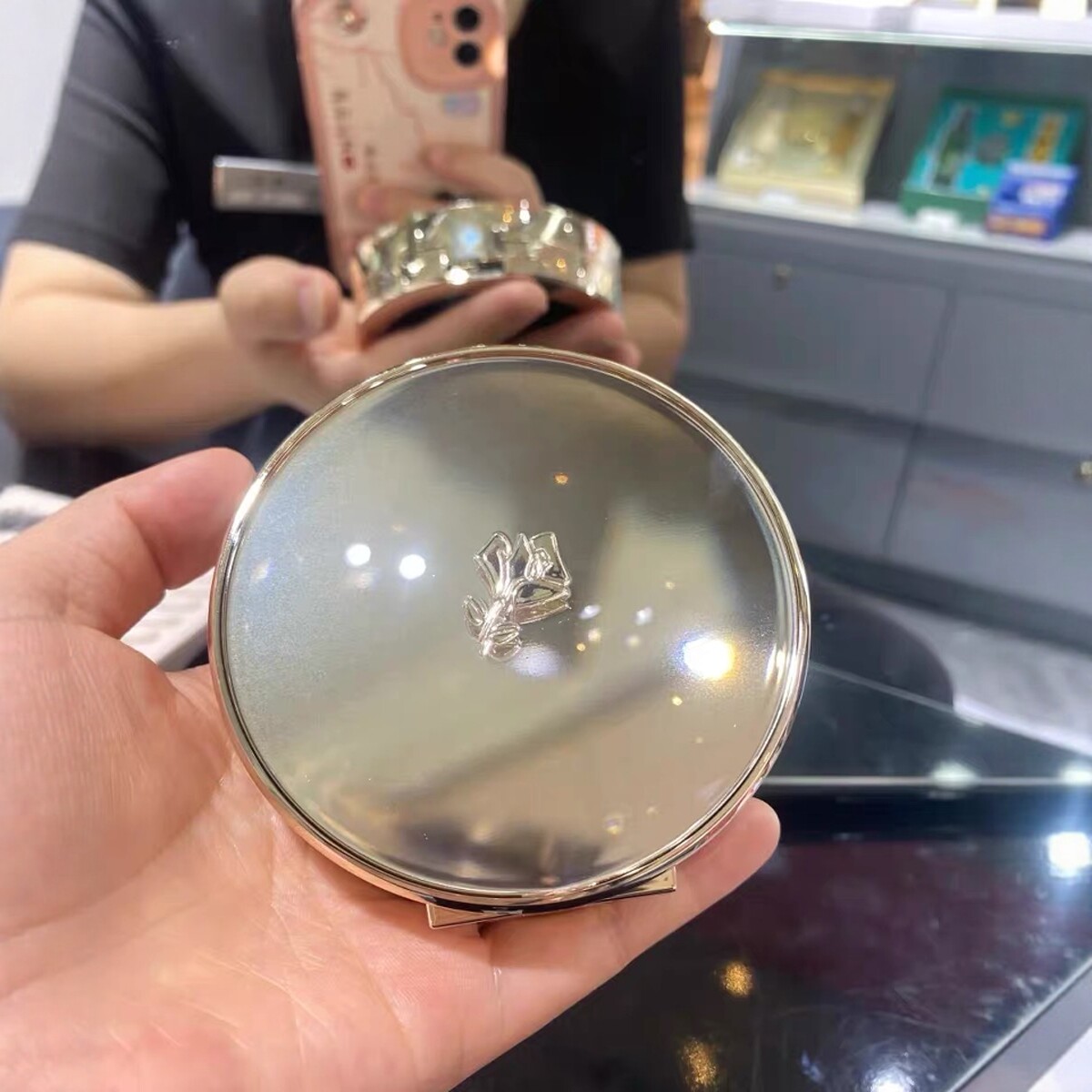 新款圆形兰蔻菁纯气垫 空气轻垫金纯气垫粉底13g 刘涛同款