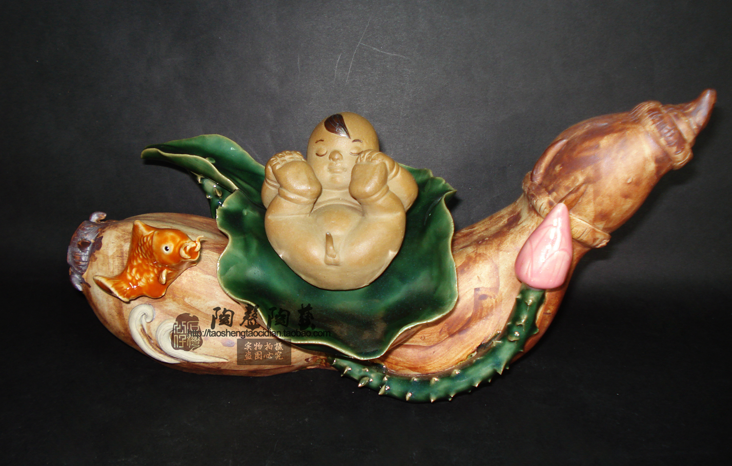 床头礼品连生贵子陶瓷喜庆摆件