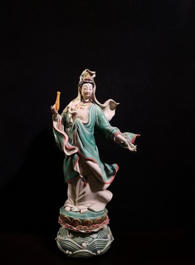 南海观音菩萨摆件吉祥陶瓷工艺品佛像石湾公仔家居装饰品实拍