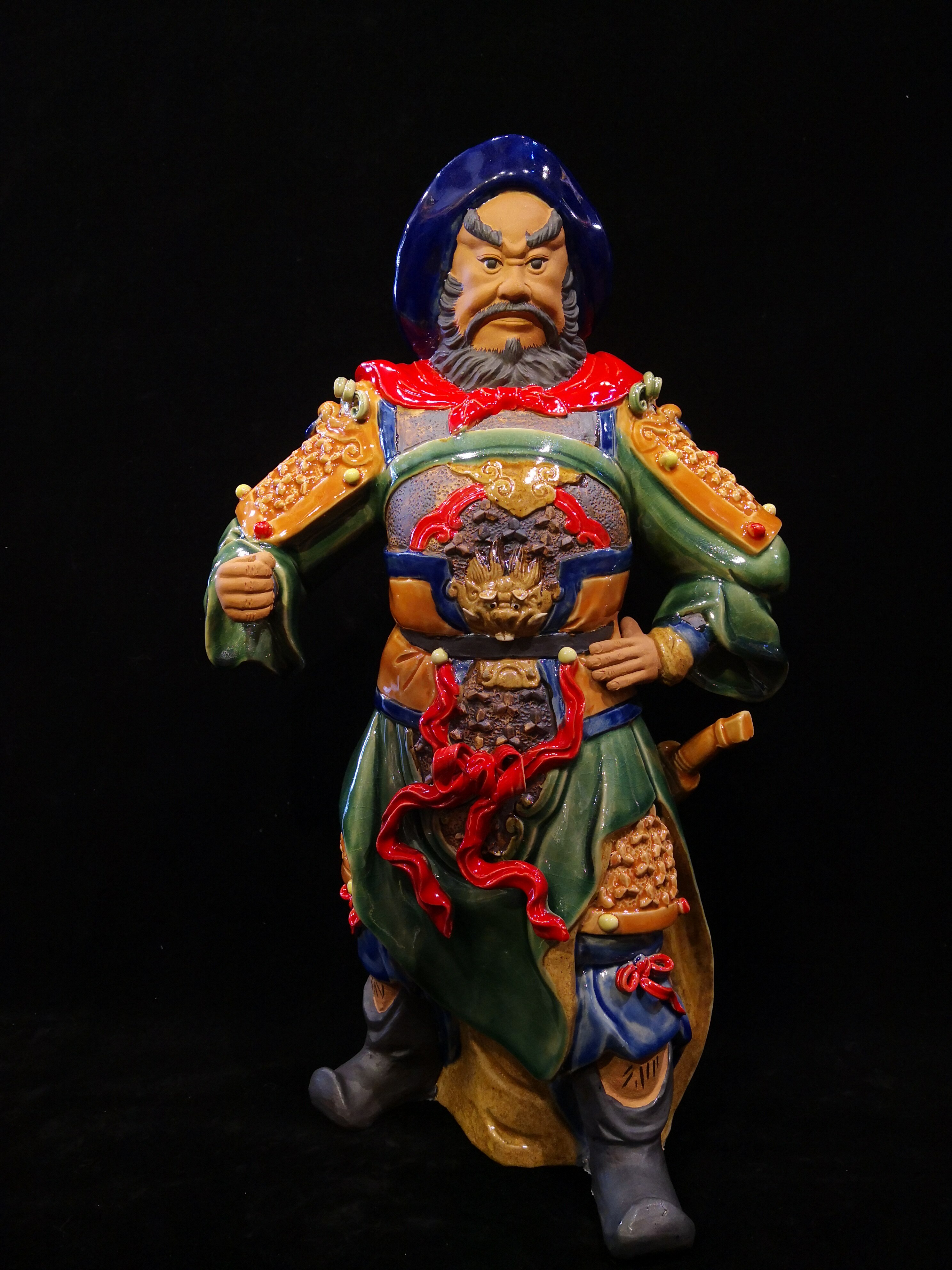 关平周仓护法神像关公财神玄关石湾陶瓷公仔客厅工艺中式吉祥摆件