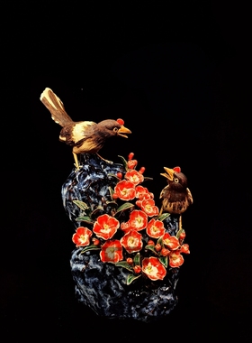 动物喜鹊石湾陶瓷中式客厅会所