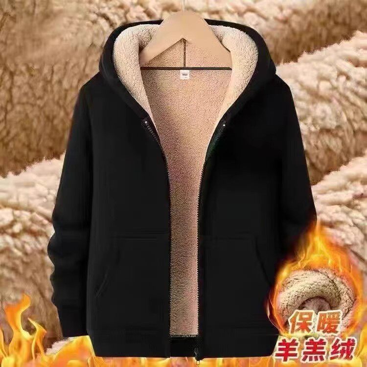 清仓捡漏~专柜撤回宽松大码羊羔绒卫衣男士秋冬加绒加厚工作外套