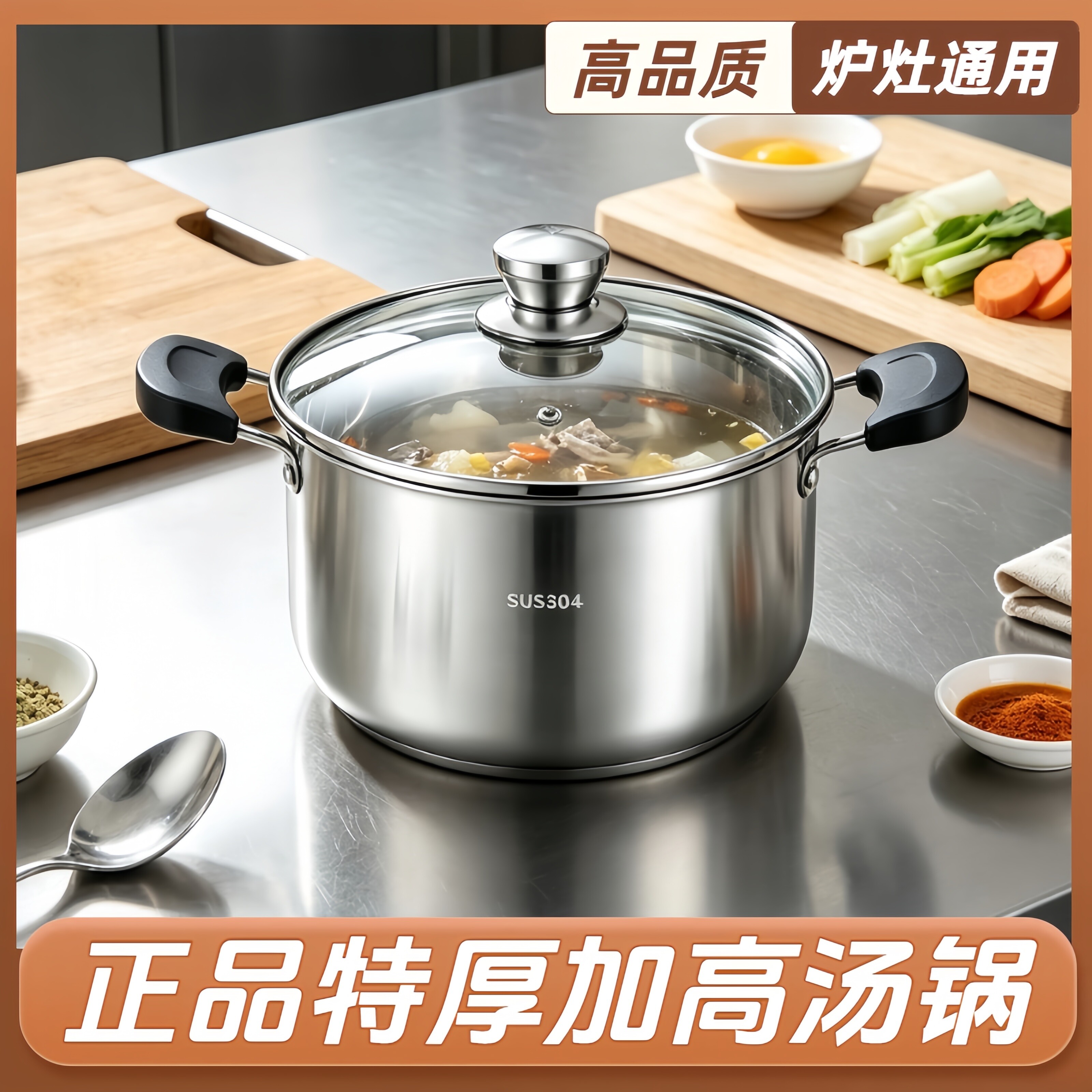 正宗2026新款蒸煮炖汤锅不锈钢锅蒸锅家用小型煮粥煮面燃气电磁炉