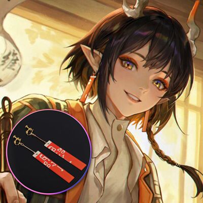 明日方舟颉cos耳夹耳饰岁家三姐耳环耳牌耳针精灵耳朵