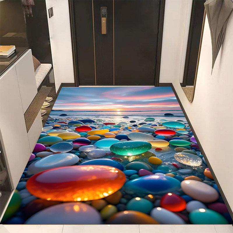 进门耐脏可擦洗走廊鹅卵石大海入户地垫走廊厨房门口脚垫吸水防滑