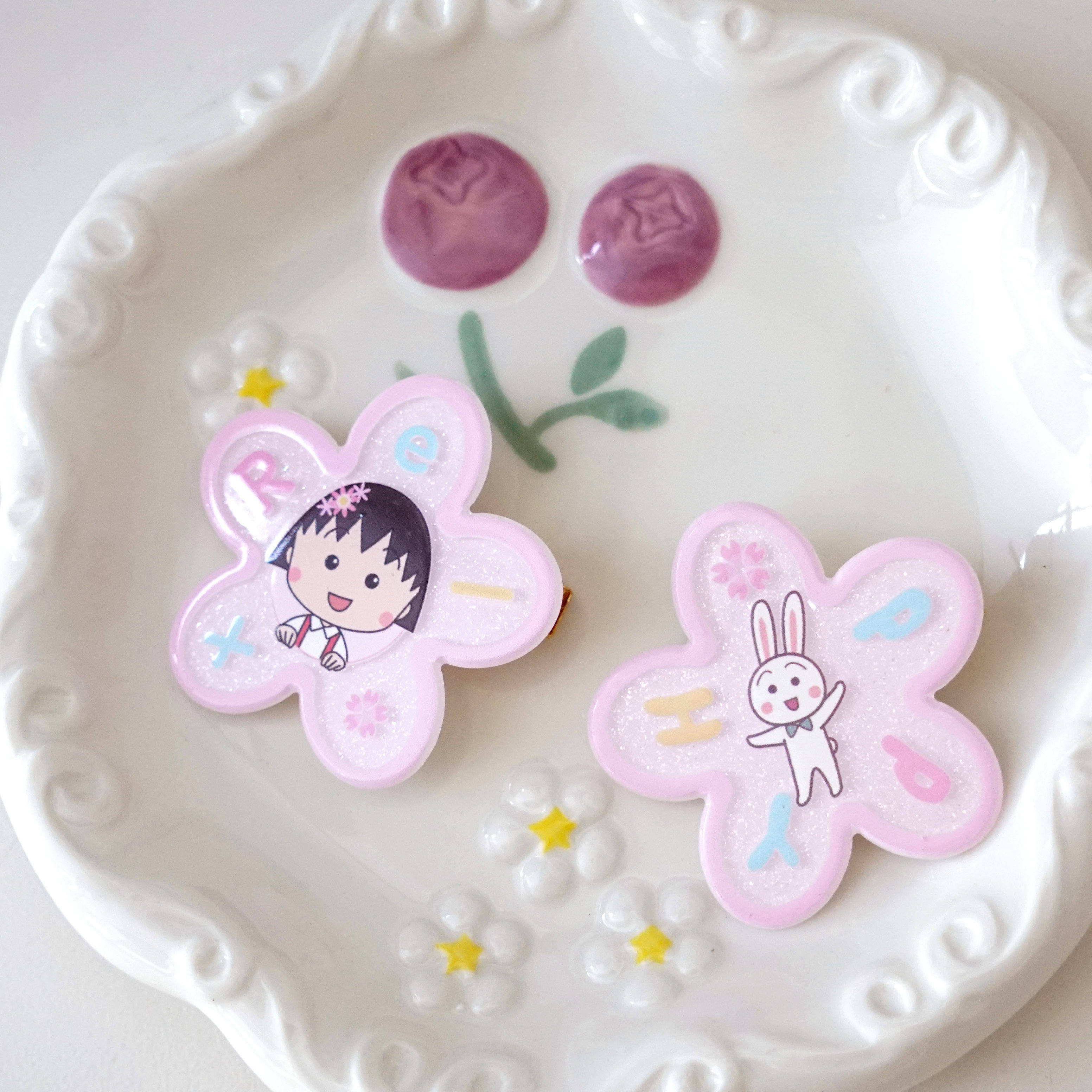 樱桃小丸子发夹女刘海夹可爱花朵