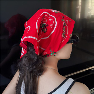 滚烫时光纯棉复古方巾WILD WEST头巾阿美咔叽vintage头饰女士发带