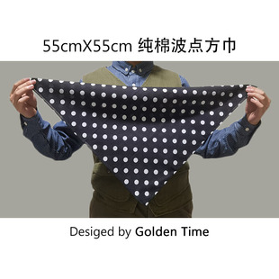 滚烫时光纯棉双面波点印花方巾围脖头巾流行嘻哈街头ins日系领巾
