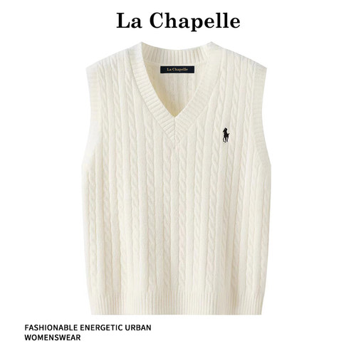 拉夏贝尔通勤百搭针织马甲女