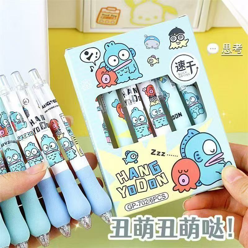 可爱卡通丑鱼汉顿软握按动中性笔学生0.5黑笔速干刷题胖胖笔水笔图片