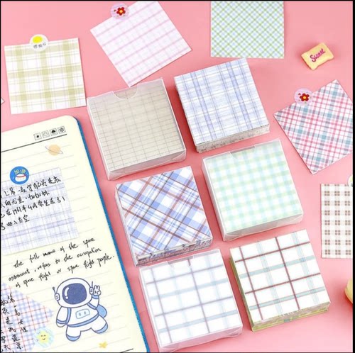 格子素材纸韩版可爱学生简约日系少女心便签手工手帐ins无粘性