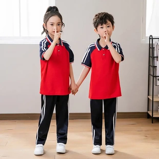 初中学生校服套装夏季学院风黄白短袖男女运动会服装高中毕业班服