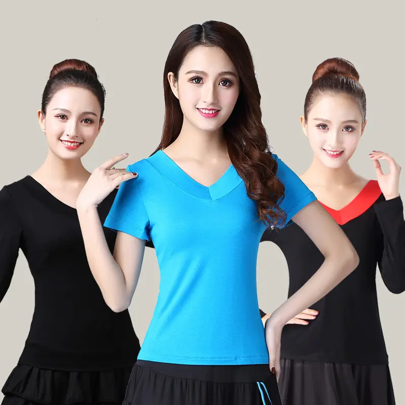 广场舞服装女领长袖跳舞服拉丁