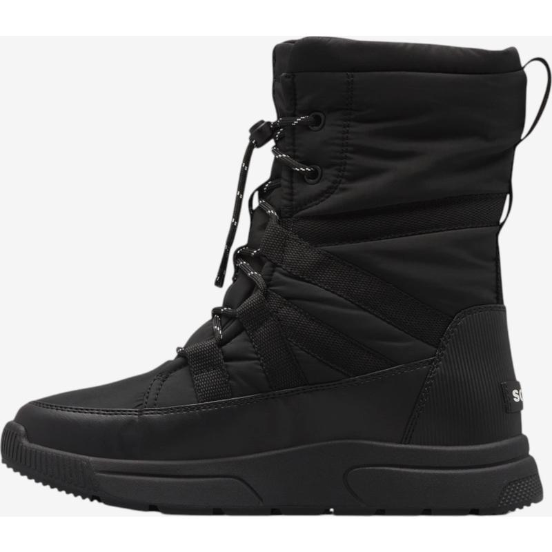 SOREL女士雪地靴保暖防水防滑软底黑色圆头平跟系带冬季雪地