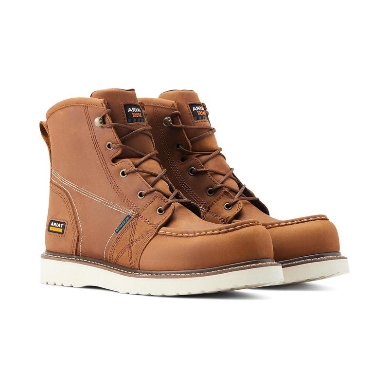 代购Ariat Rebar时装靴新款男子棕色防滑户外短筒休闲靴防水