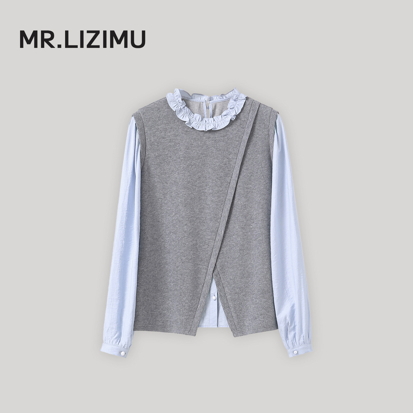 李子木先生休闲花边领衬衫女2026春季新款叠穿减龄洋气假两件上衣