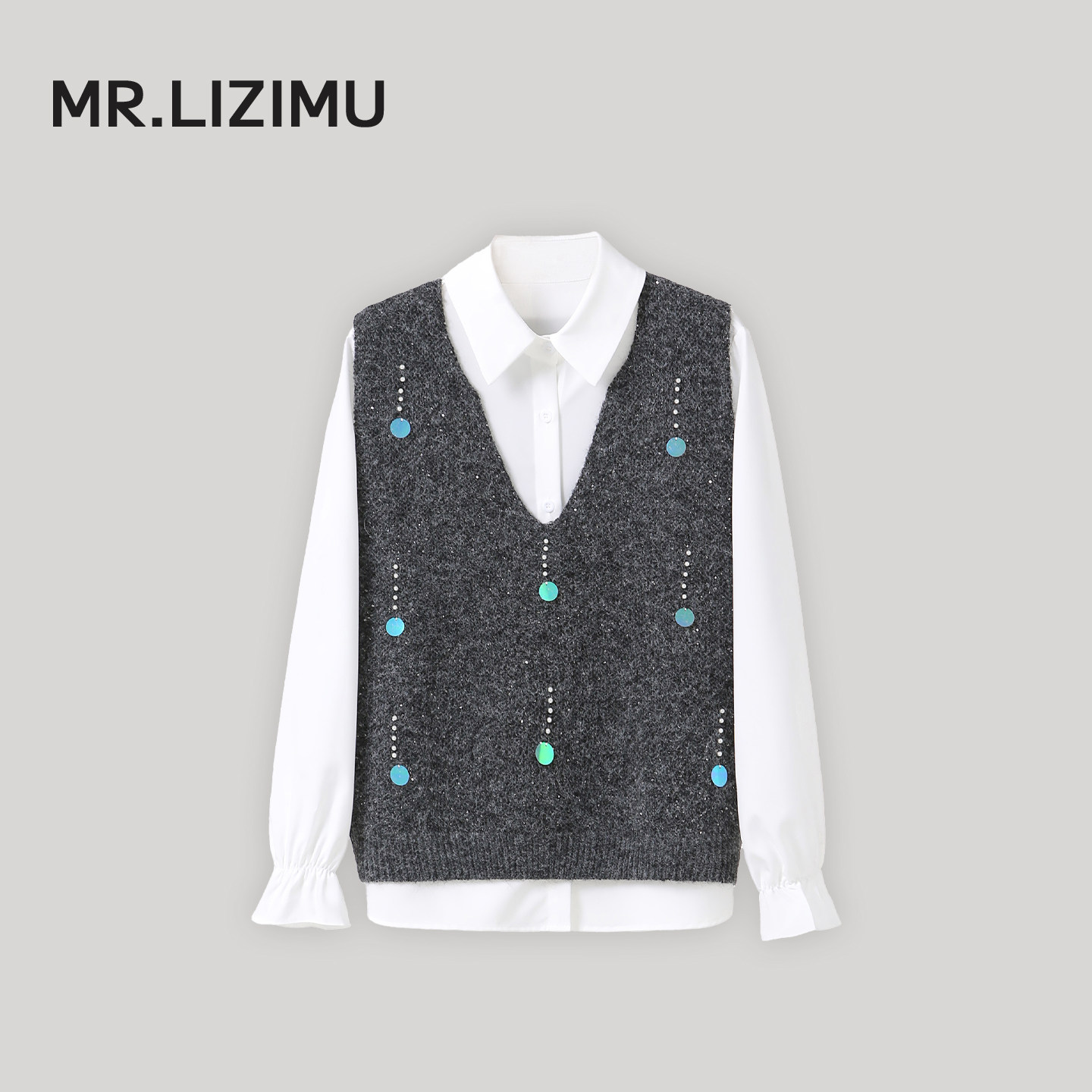 李子木先生春季翻领白衬衫女2026新款休闲百搭洋气叠穿马甲两件套,女装/女士精品,衬衫,淘宝优惠券,粉丝福利购,淘宝优惠卷