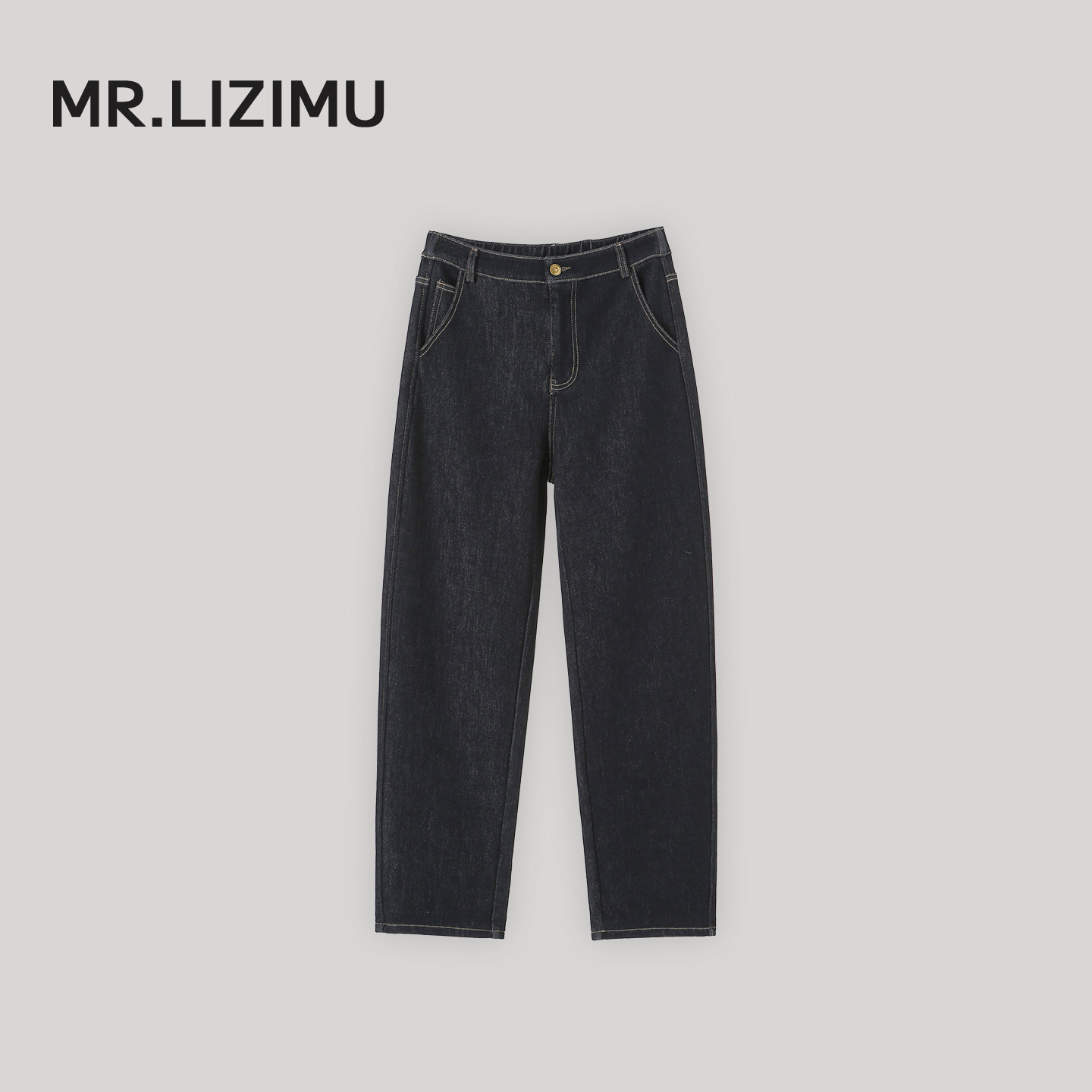 显瘦高腰牛仔裤女长裤加绒直筒裤