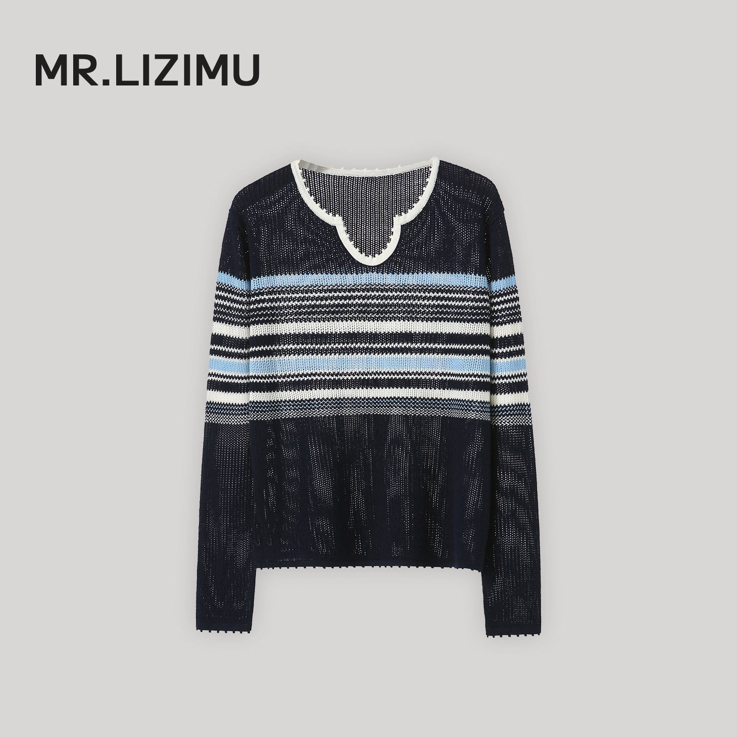 李子木秋季设计感条纹羊毛针织衫女2025秋季时尚休闲百搭打底上衣