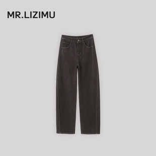 李子木先生复古百搭加绒牛仔裤女2025冬季新款高腰显瘦直筒弯刀裤