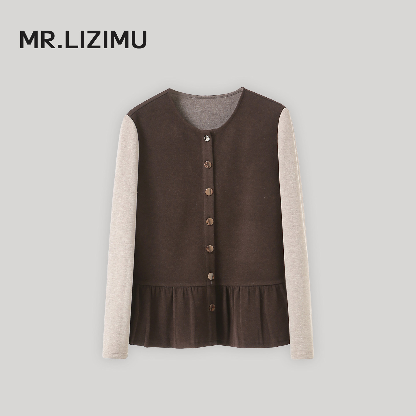 李子木先生冬季新款拼色圆领针织衫女百搭假两件加绒打底上衣开衫,女装/女士精品,毛针织衫,淘宝优惠券,粉丝福利购,淘宝优惠卷