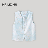 李子木先生新中式 外穿国风坎肩 缎面提花马甲女2026春休闲百搭无袖