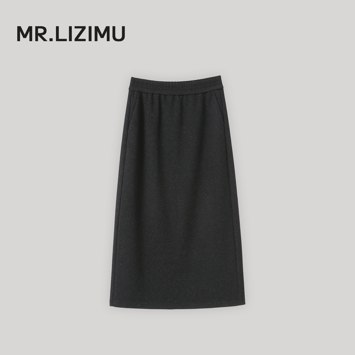 松紧腰后开叉A字半身裙厚款百搭