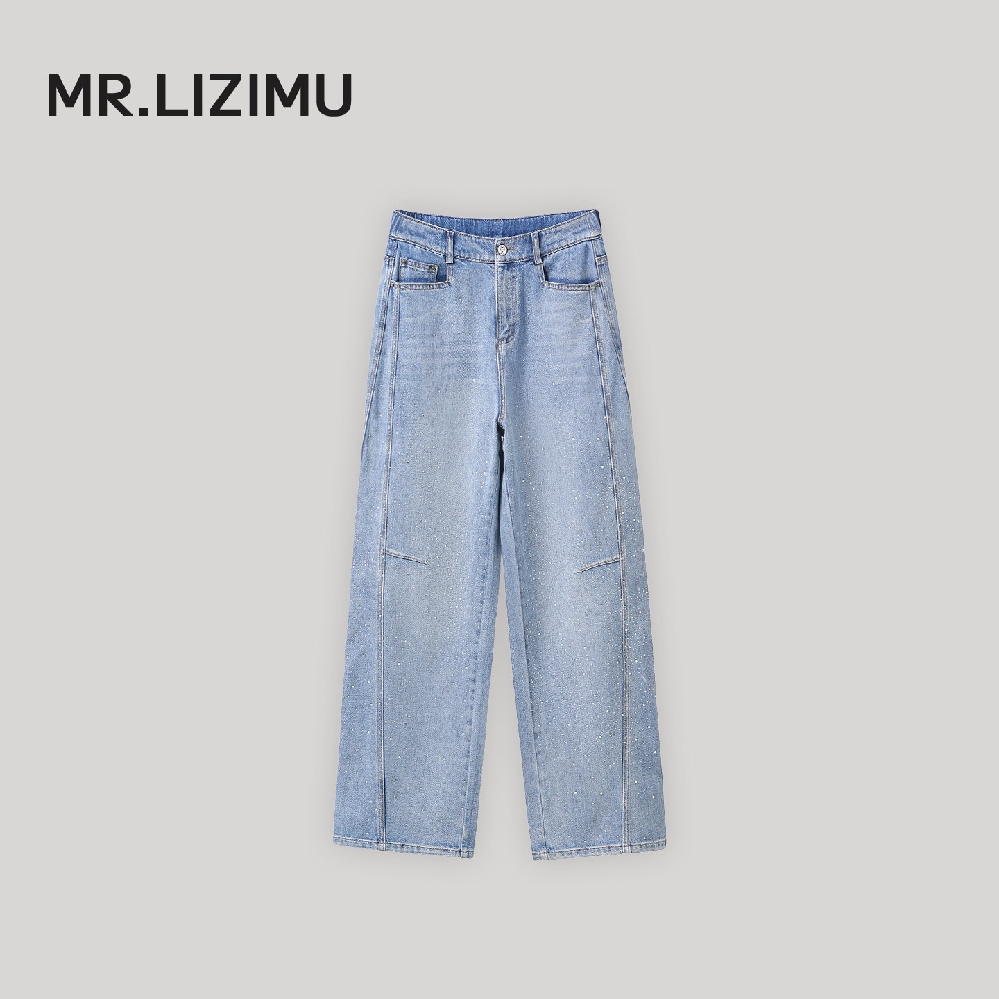 李子木先生春款高腰牛仔裤女2026新款宽松百搭显瘦烫钻弯刀直筒裤