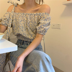 Real price, real price, foreign style, one word collar, clavicle, Little Daisy, broken flower, short jacket, little girl