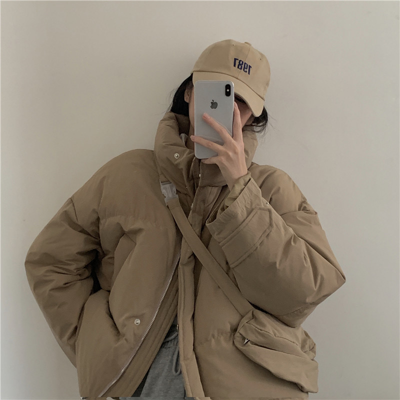 Real price Korean loose bread suit standing collar thickened cotton padded clothes + armpit waist bag without discount