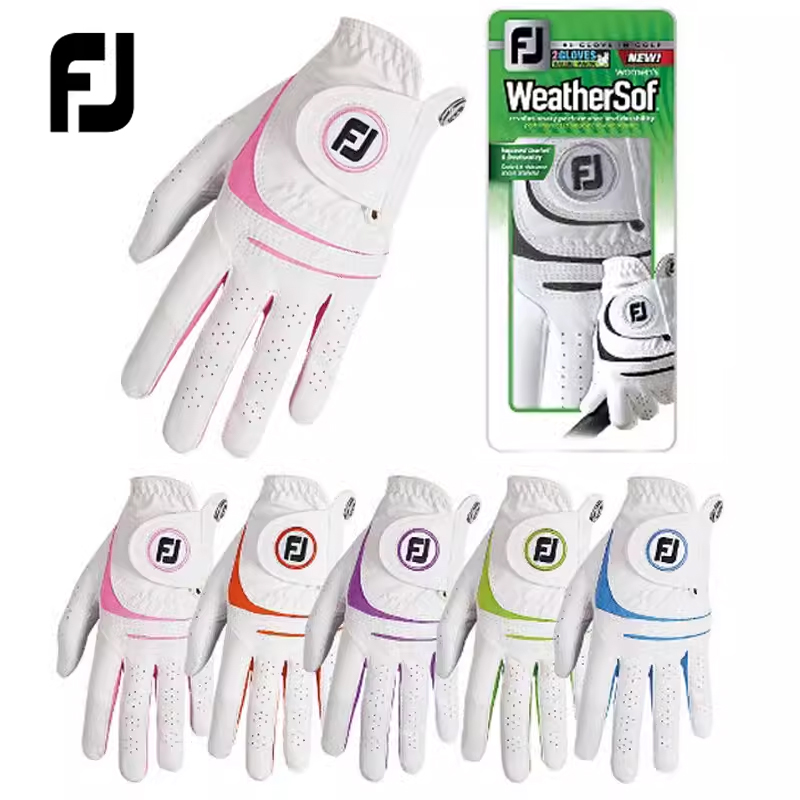 FootJoy高尔夫手套女士双手WeatherSof FJ手套防滑纤维耐磨透气