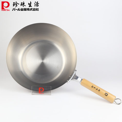钛锅日本珍珠生活纯钛30cm炒锅