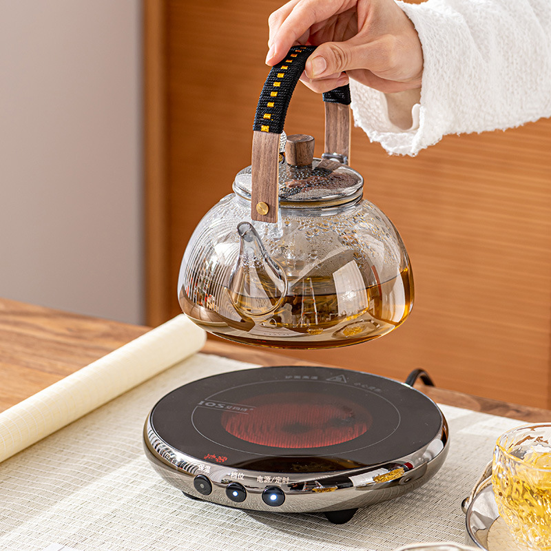 德国工艺电陶炉煮茶器耐高温玻璃泡茶壶家用大容量烧水壶蒸茶器简